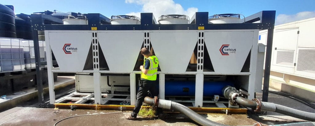Celsius Hire Engineer Working On A Chiller